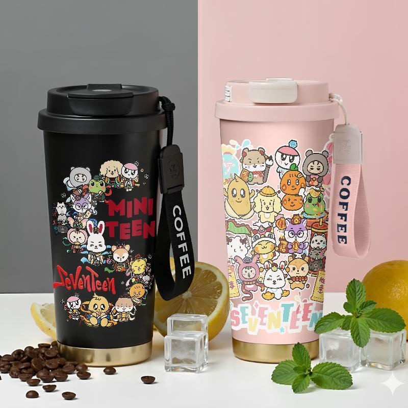 Tumbler SEVENTEEN Botol Minum Aesthetic Stainless Steel Tumblr Viral CUP 500 ML Termos Coffee Keep C