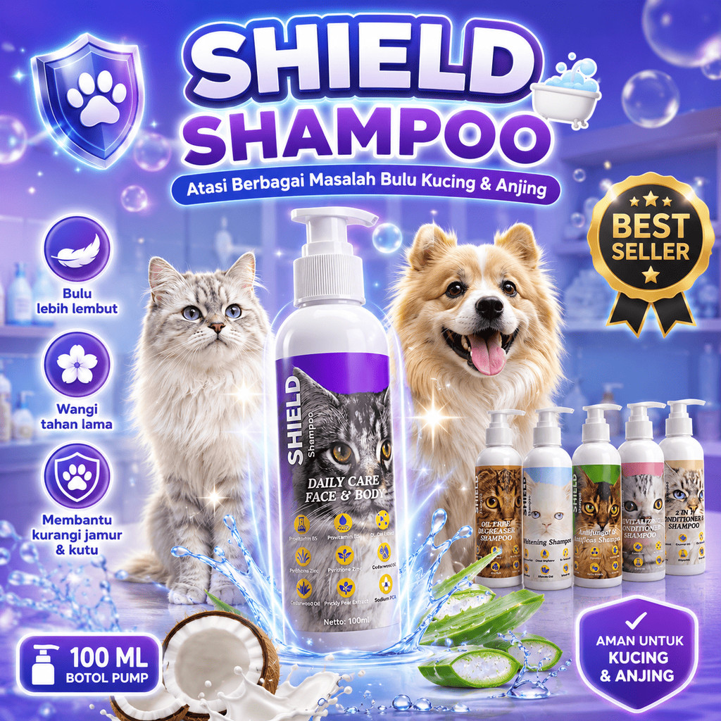 [GROSIR] SHAMPO KUCING DAN ANJING 100ML ANTI KUTU JAMUR WANGI BULU RONTOK PELEBAT BULU PUTIH AMPUH S