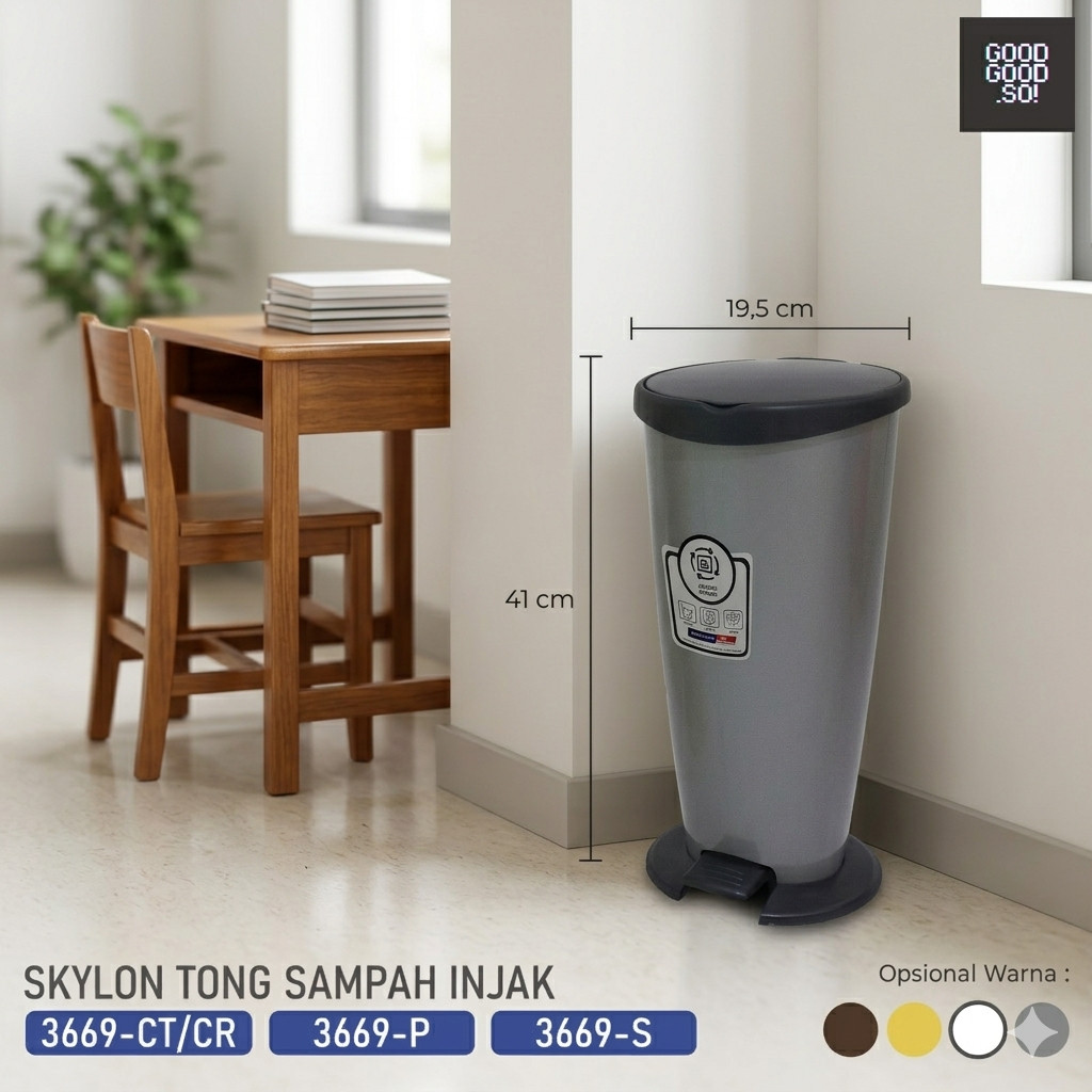 TONG SAMPAH PLASTIK/TONG SAMPAH INJAK/TONG SAMPAH INJAK SKYLON 3669-P