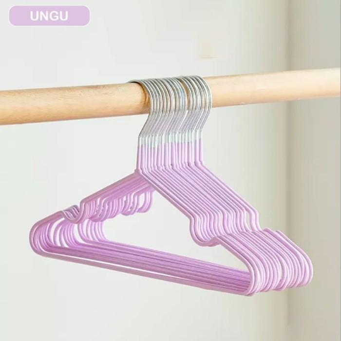 Gantungan Baju Isi 10 Pcs Warna Warni / Hanger Gantungan Baju / Hanger Stainless Tebal Warna / Hange