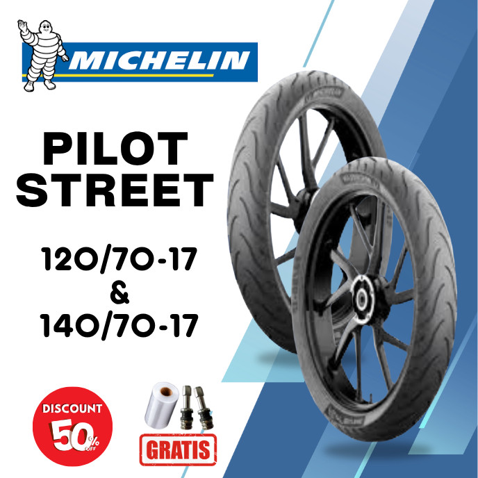 SEPASANG Ban Motor MICHELIN PILOT STREET 120/70 & 140/70 RING 17 Tubeless