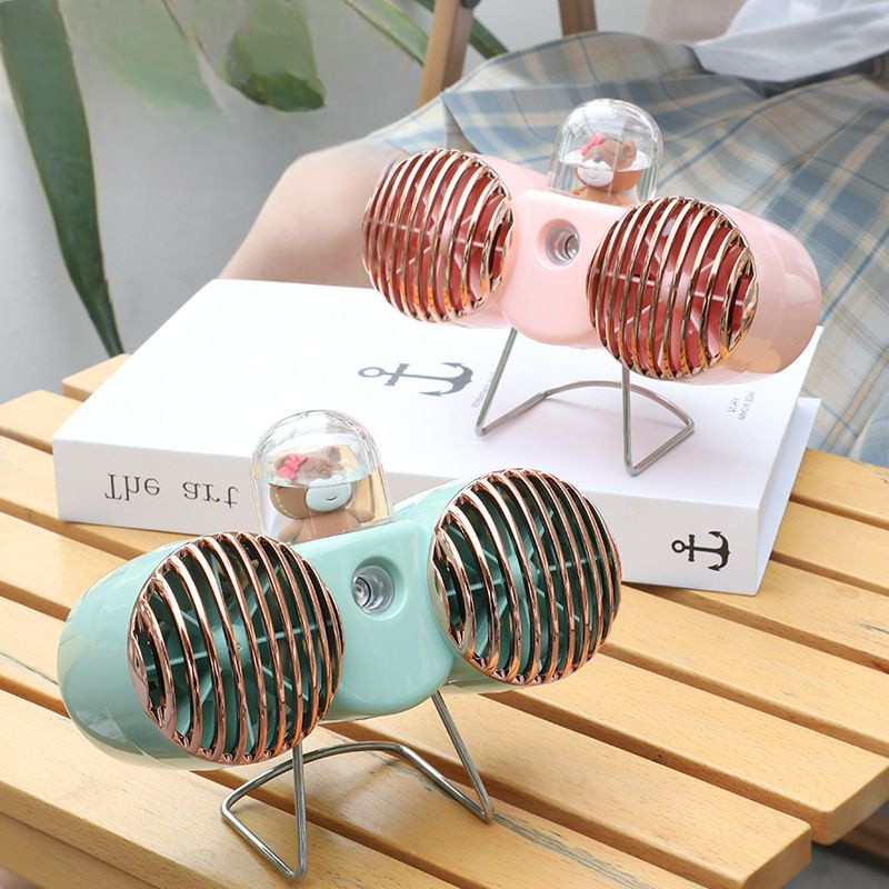 SM Nano Spray Dengan 2 Kipas Pendingin Penyegar udara Portabel Mini Spray Dual Fan Rechargeable