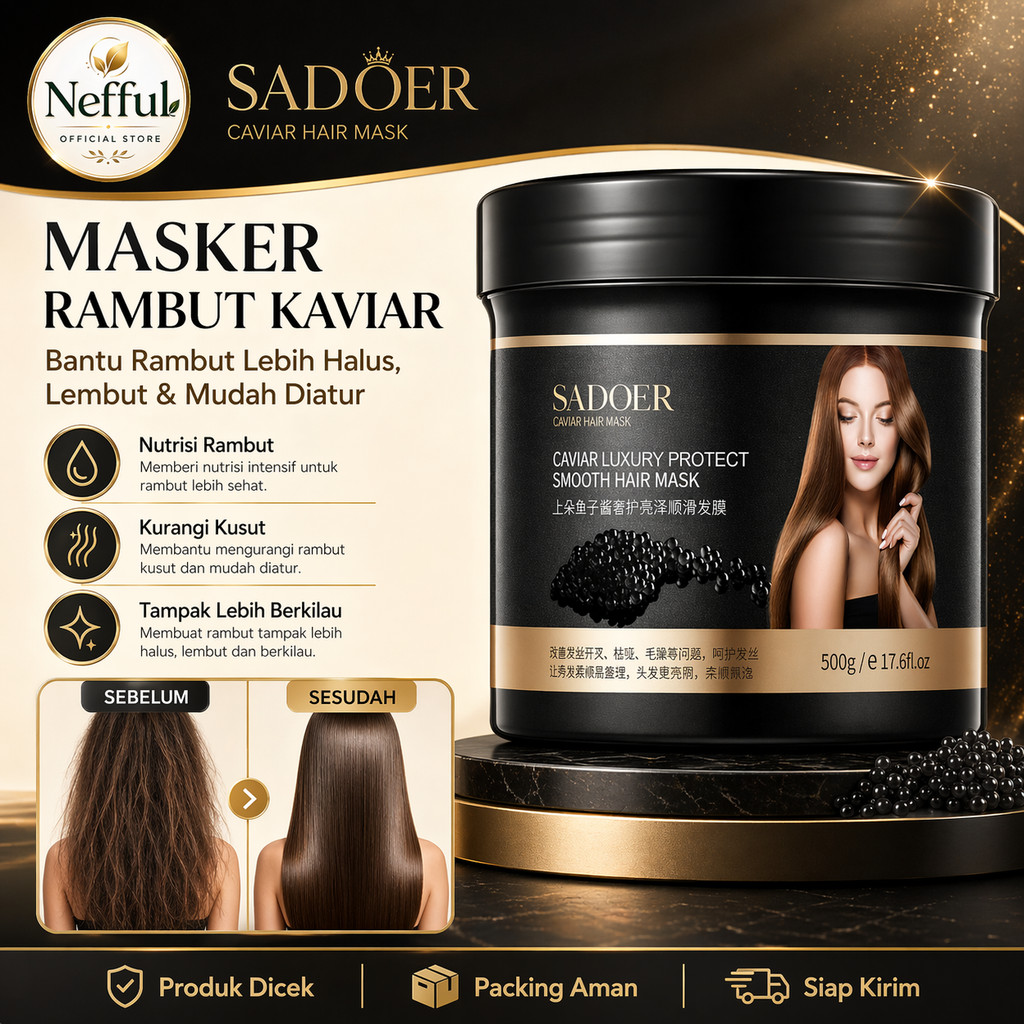Nefful Caviar Hair Mask 500g Masker Rambut Kaviar Untuk Rambut Kering Kusut Rusak Halus Lembut Berki