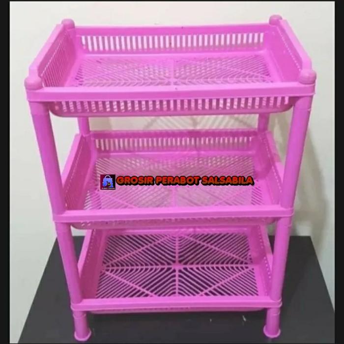 Rak bumbu dapur plastik serbaguna susu 3 jumbo DX - pink