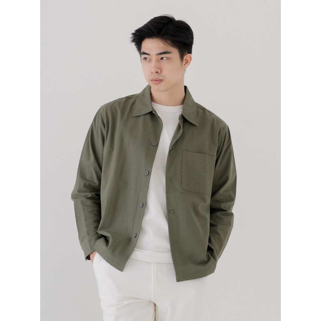 Outer Pria Lengan Panjang Bahan Linen Campuran Potongan Longgar