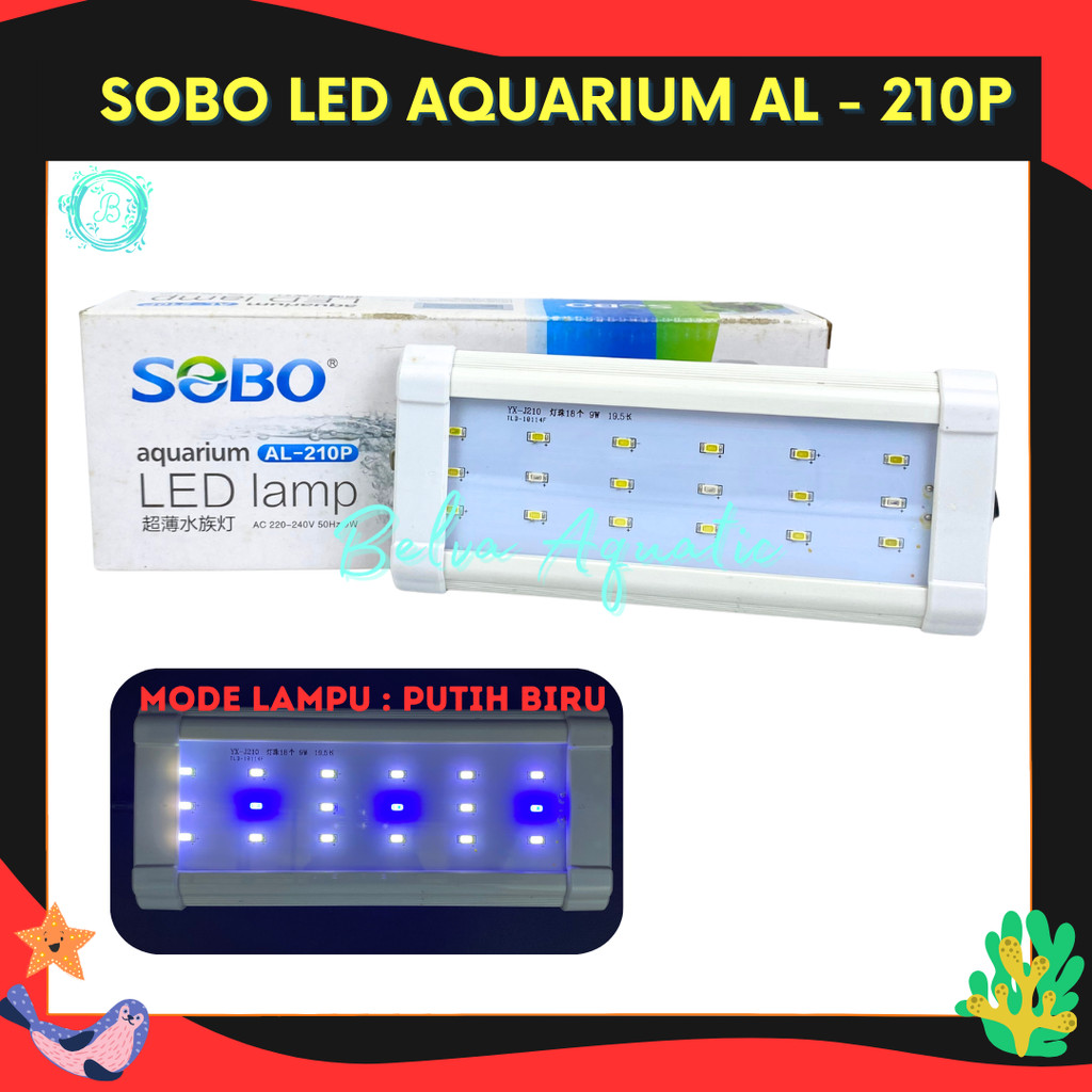 Lampu LED Gantung Aquarium SOBO 20-30cm Putih Biru