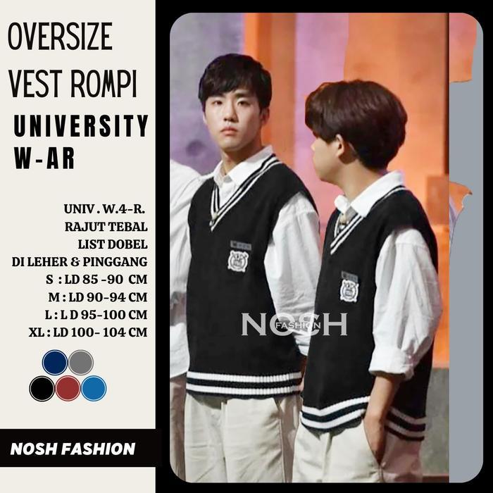 NEW FASHION PRIA~ Vest Korea Rajut Clash Champions Hyunbin / Rompi Rajut Korea List Dua University W