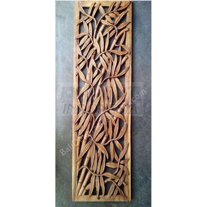 Ukiran Kayu Relief Motif Bambu Besar, Hiasan Dinding PP5453