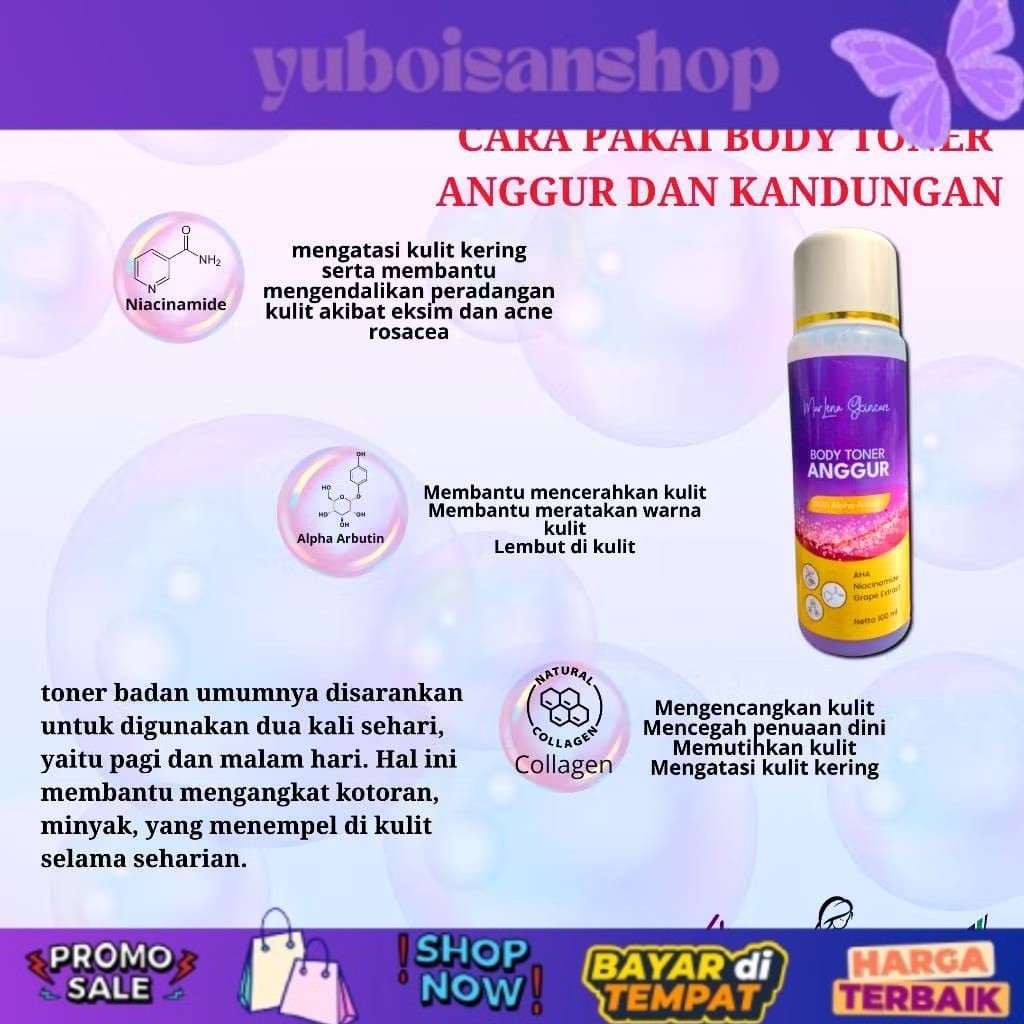 TERBARU Toner Marlena Anggur Arbutin Bpom Aman Semua Kulit MARLENA