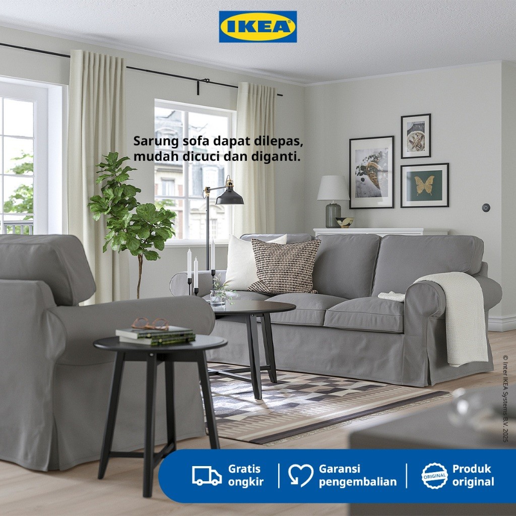IKEA EKTORP Sofa 3 Dudukan Minimalis Nyaman HAKEBO Abu Tua