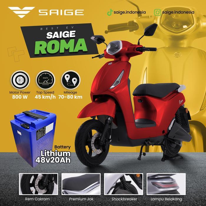 SAIGE ROMA Sepeda Listrik Roda Dua Stylish & Praktis dengan Motor 800W Baterai 48V/20Ah & 48V/24Ah K