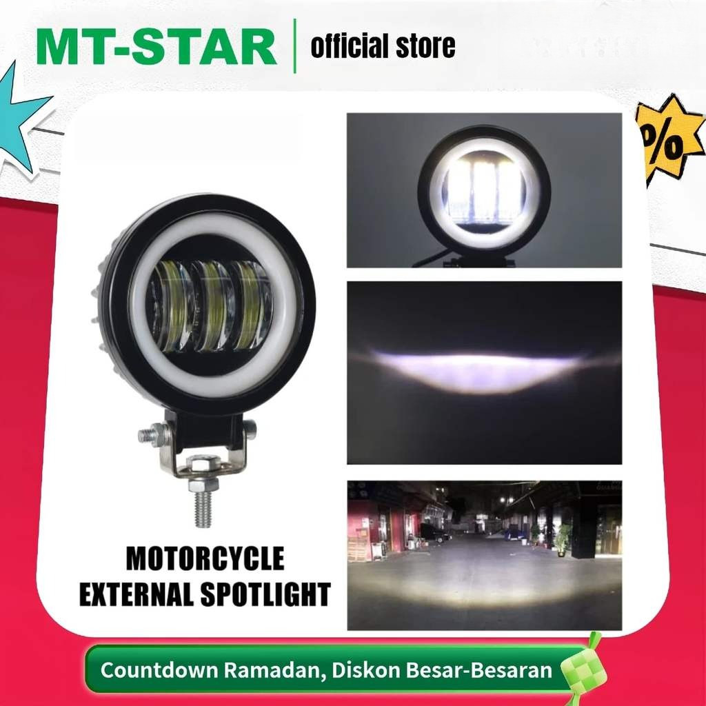 MT STAR  Lampu Tembak Daymaker Sorot LED MT Star CWL 3 Mata Lensa 6D 40watt Cree Angel Eye Round