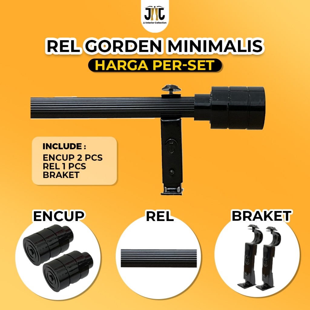 Josun|| Rel Tiang Gorden Minimalis Batang penyangga tirai jendela Rel Minimalis Full Set