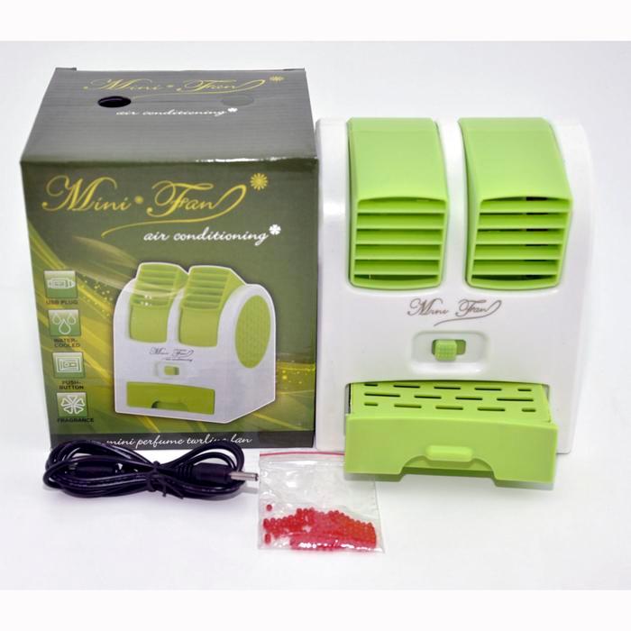 AC Mini Portable USB Air Cooler Fan Aromaterapi – Kipas Pendingin Meja Double Blower Hemat Listrik u