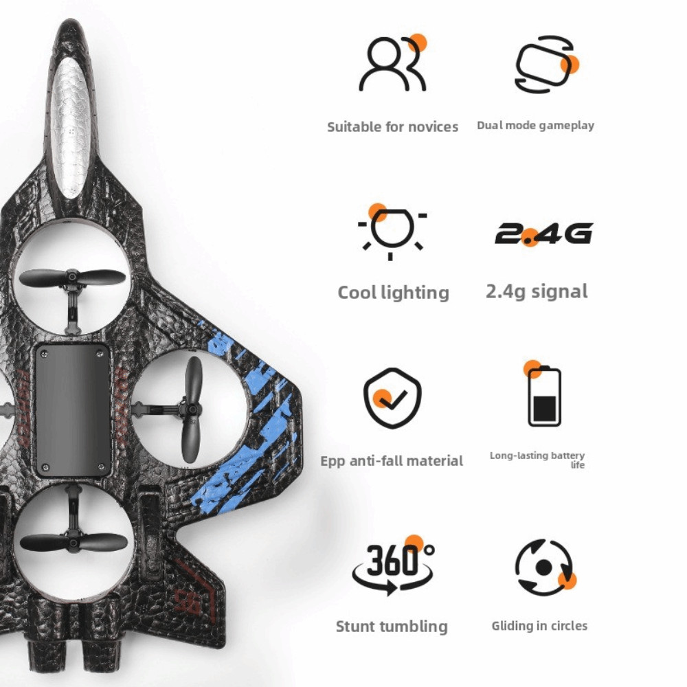 Durable EVA Foam Fighter Plane Electric 2.4G Rao RC Airplane Impact-resistant 360° Rolling RC Combat