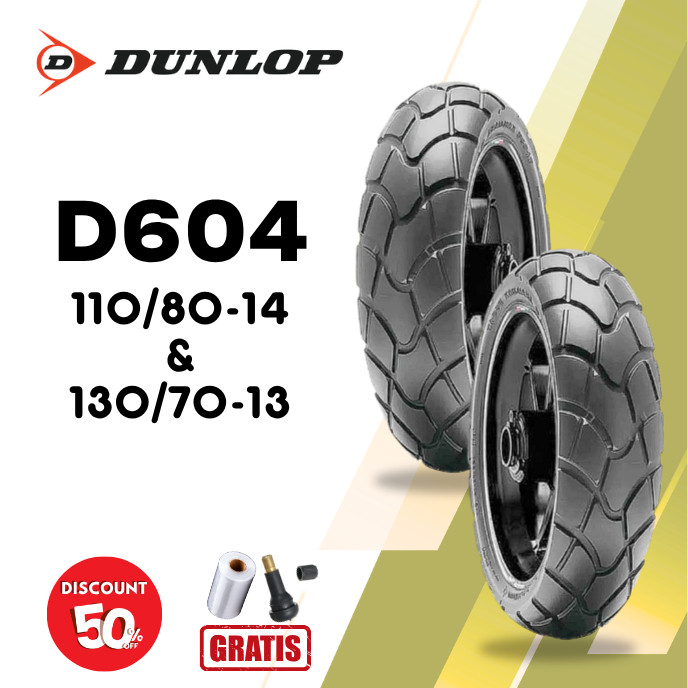 SEPASANG Ban Motor DUNLOP D604 110/80-14 & 130/70-13 Tubeless