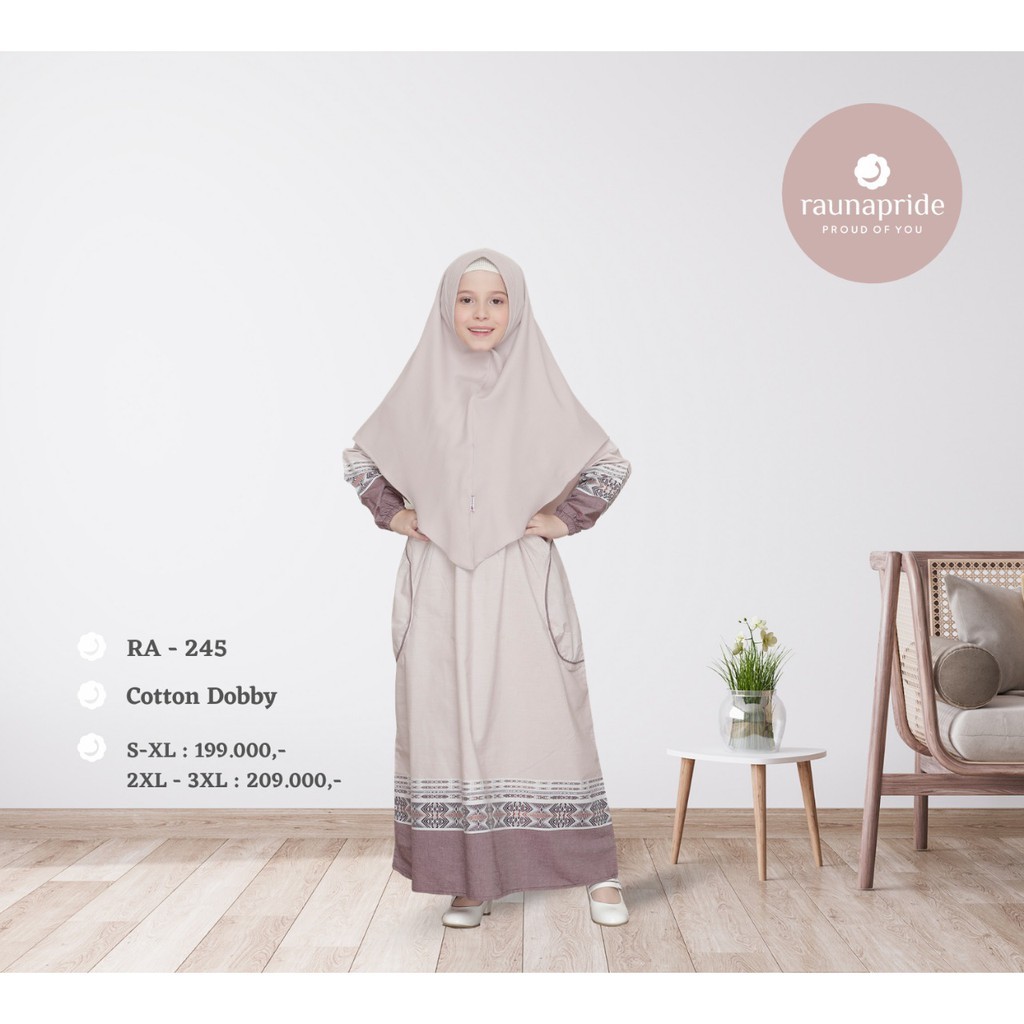 RAUNA RA 245 COKLAT RA 246 ABU RA 247 BIRU RAUNA RA 245 GAMIS ANAK FASHION MUSLIM TERBARU 2020