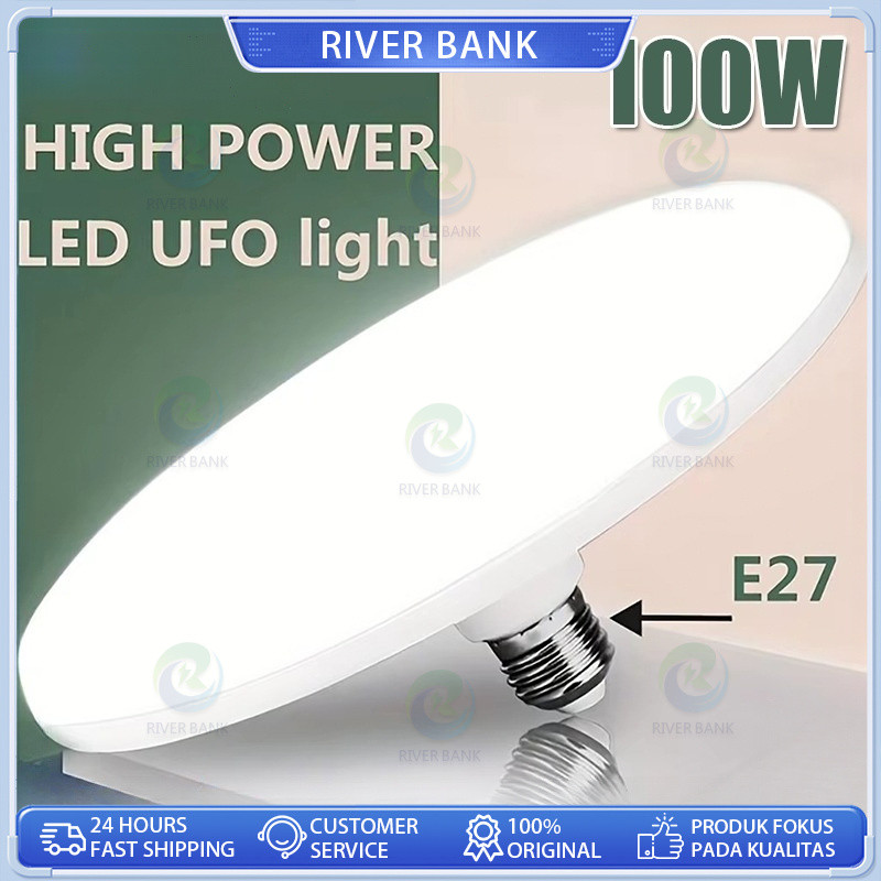 220V E27 Lampu LED Super Terang 20W 30W 40W 60W 100W UFO Lampu LED Lampu Meja Penerangan Putih Hanga
