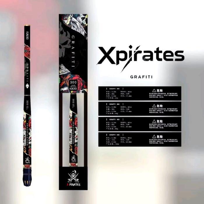 PROMO 5.5 JORAN TEGEK X PIRATES GRAFITI 360 450 RUAS PENDEK CARBON RINGAN DAN KAKU - 360 CM Terbaru 