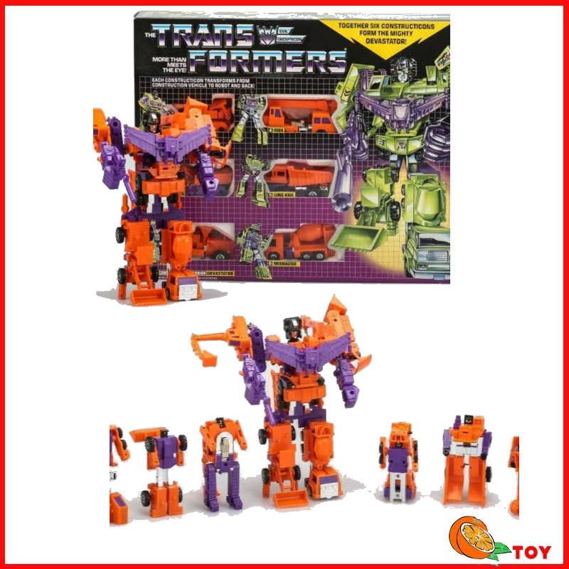 Em estoque: Bonecos Transformers Versão EUA G1 84-86 KO Devastator Laranja - Coleção de Robôs de Açã