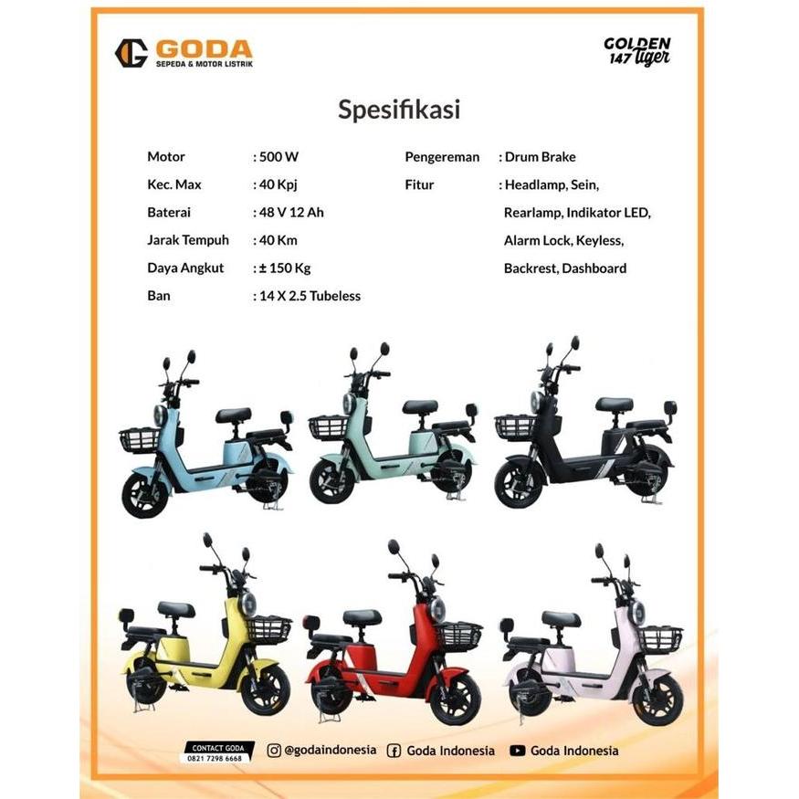 SEPEDA MOTOR LISTRIK GODA GOLDEN 147 TIGER READY MAKASSAR PROMO
