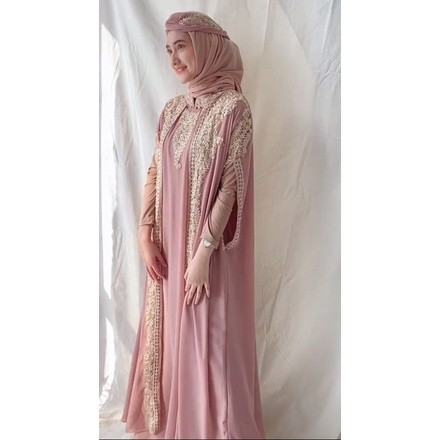 BY_AYUMNA KAFTAN/ABAYA DUBAI DRESS MUSLIM MAHERA "GRATIS" INNER DAN TURBAN - GAMIS PESTA ELEGAN BISA