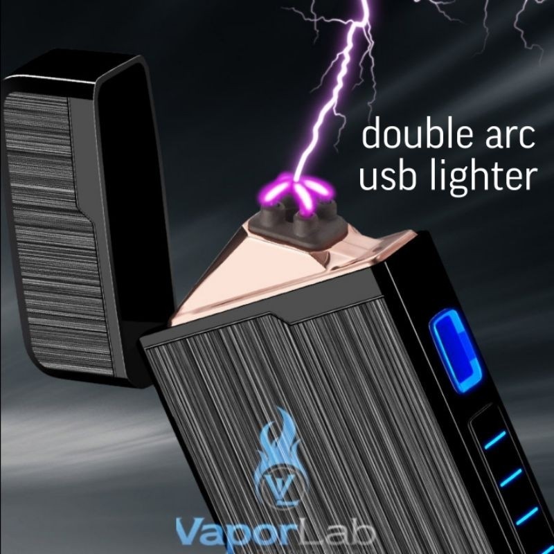 korek api usb electric double plasma arc electric lighter polos gift box || Anisa Lighter LAB