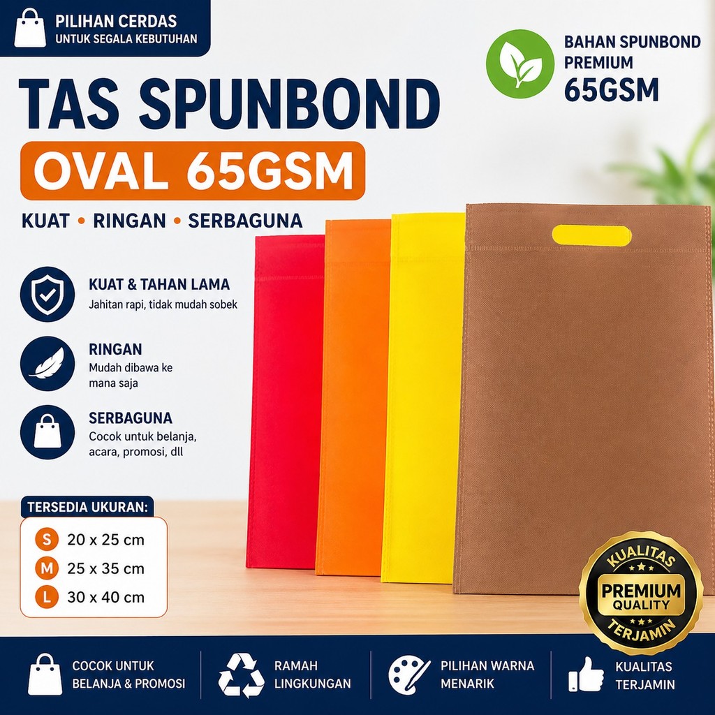 Tas spunbond oval goodie bag oval sablon custom, souvenir