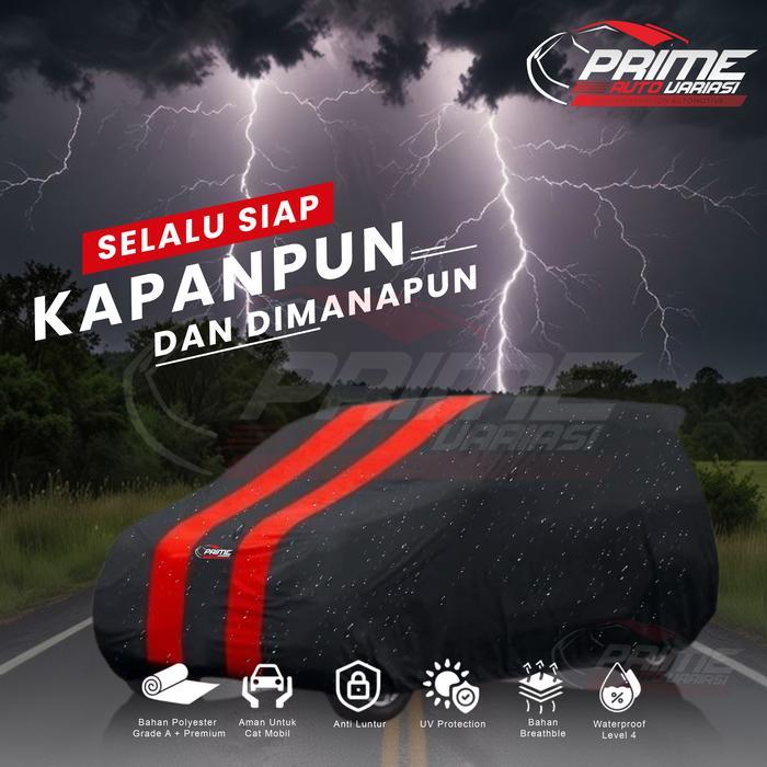 Body Cover 2 Warna Sarung Mobil 2 Warna - Kijang Kapsul - Hitam List Merah