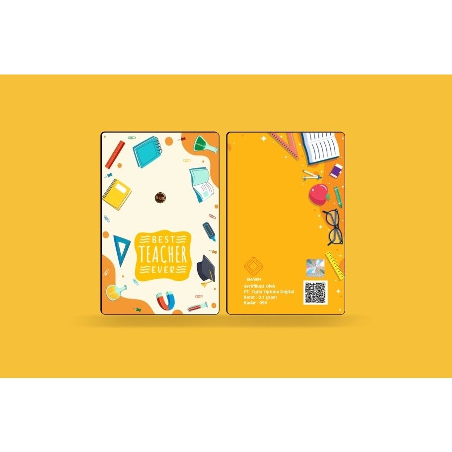 Emasin logam mulia emas 24k 0,025 - 0,1gr emasin teacher series