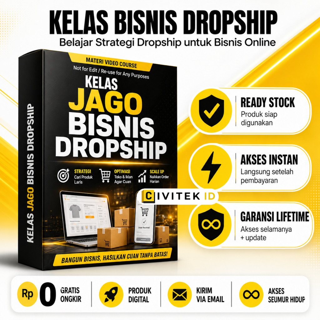 KELAS BISNIS DROPSHIP 2026 - Sukses Jagoan Dropshipping Tanpa Stok Tanpa Modal Materi Video
