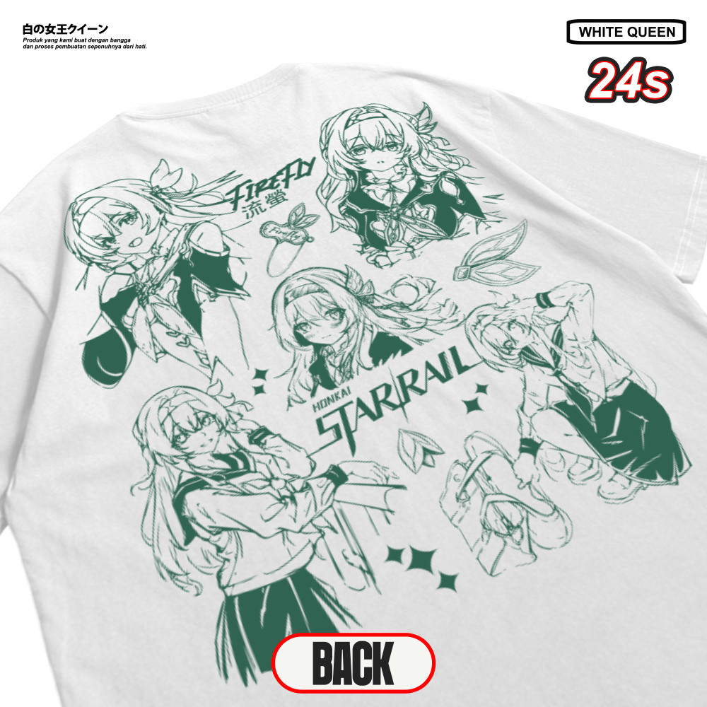 WHITE QUEEN - Kaos Firefly - Honkai: Star Rail (HSR) LineArt - Cotton 24s - Kaos Distro Pria & Wanit