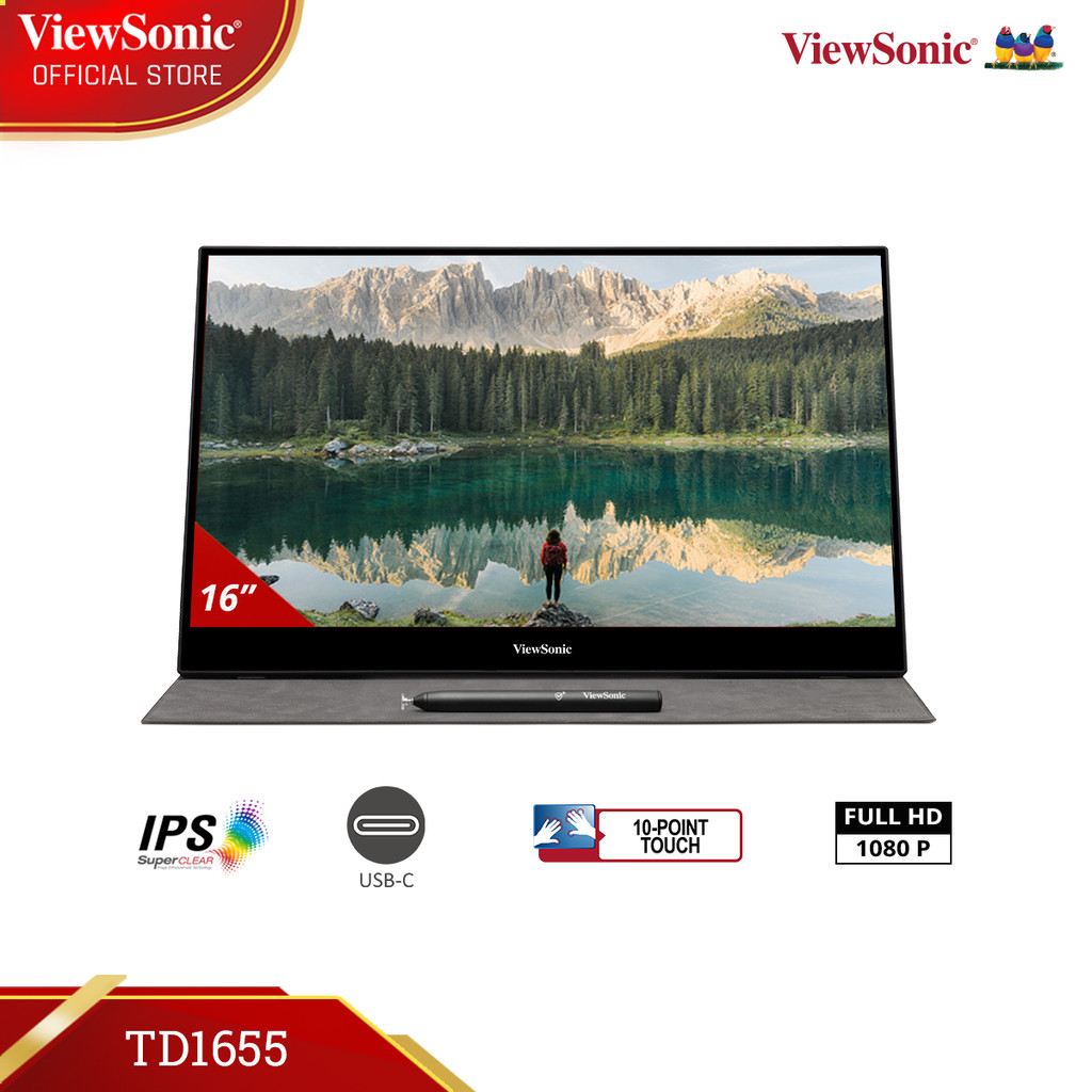ViewSonic TD1655 - 15.6" Touch Portable Monitor | 1080p | USB-C