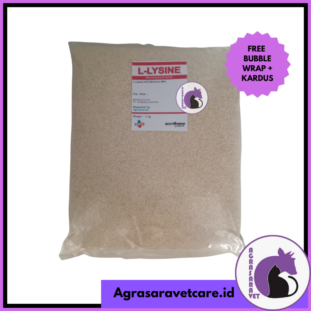 L Lysine 99% Cheil Jedang 1 KG ( Lysine Lysin ) Lisin Vitamin Anjing Kucing Ternak Lysine 1 Kg