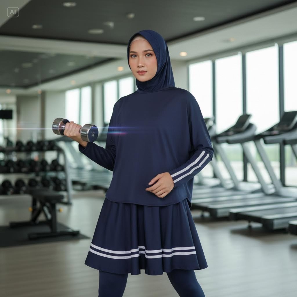 Setelan Baju Olahraga Set Sport Celana Rok Renang Jersey Wanita Badminton Hijab Senam Muslimah