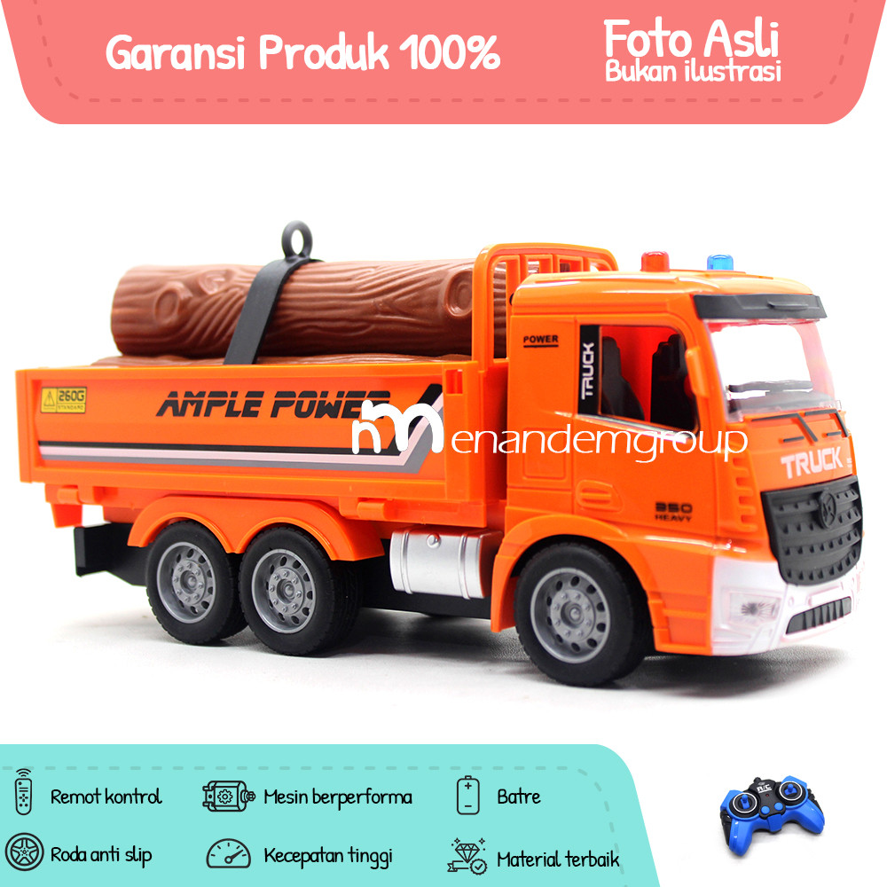Mobil Remot Truck Container & Angkut Kayu RC 6 Roda – Batre Cas, Mainan Truk Besar Anak Super Kuat &