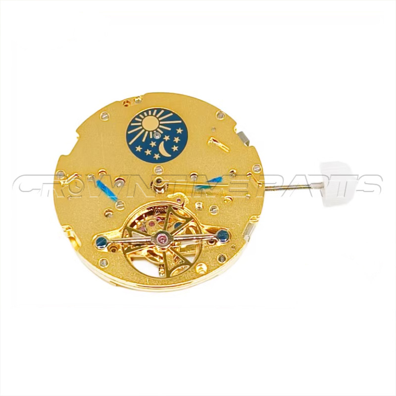 China multifunctional automatic mechanical movement 12point moon phase stars, flywheel movement watc