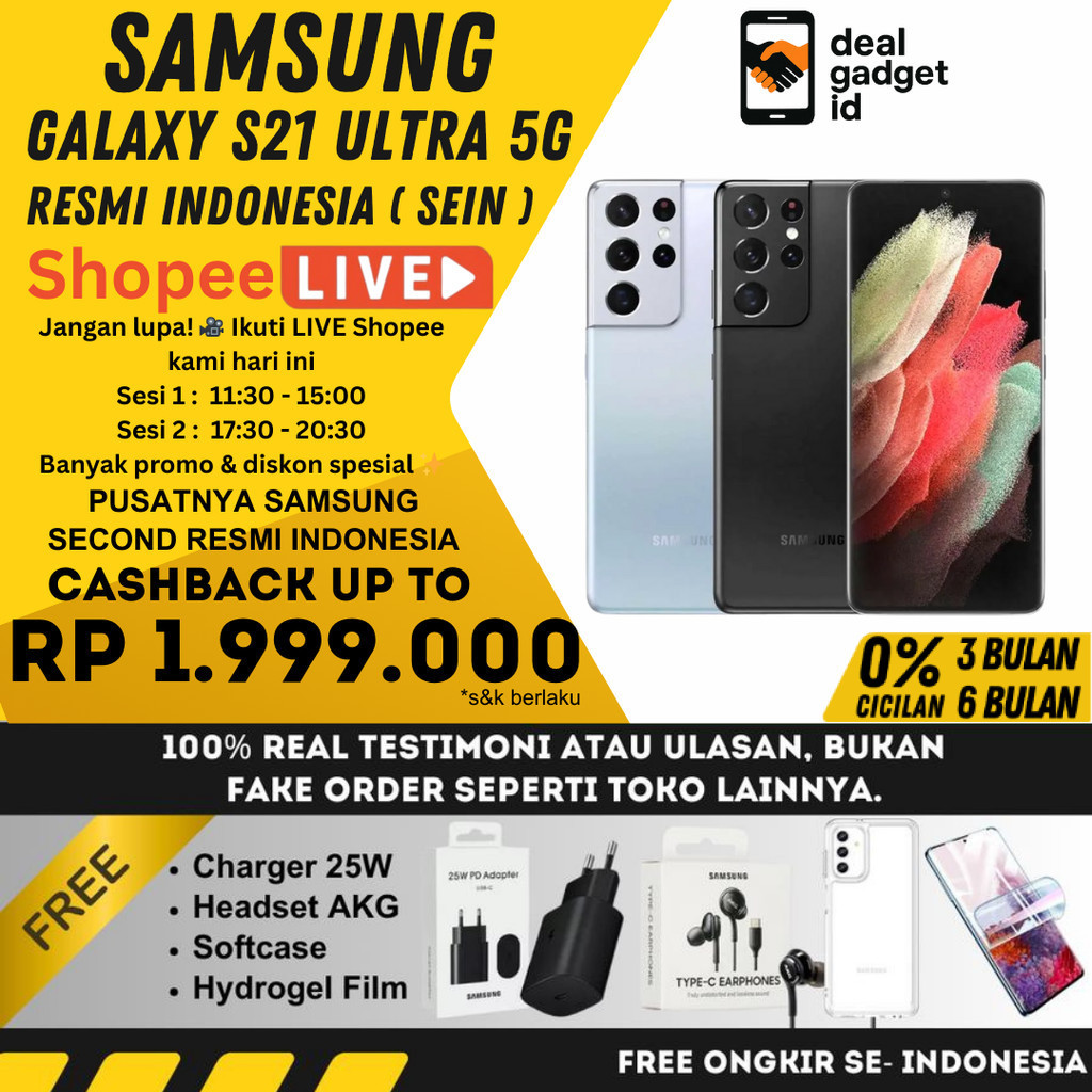 SEIN Samsung Galaxy S21 Ultra 5G 16/512GB 12/256GB Second Fullset OriginaL