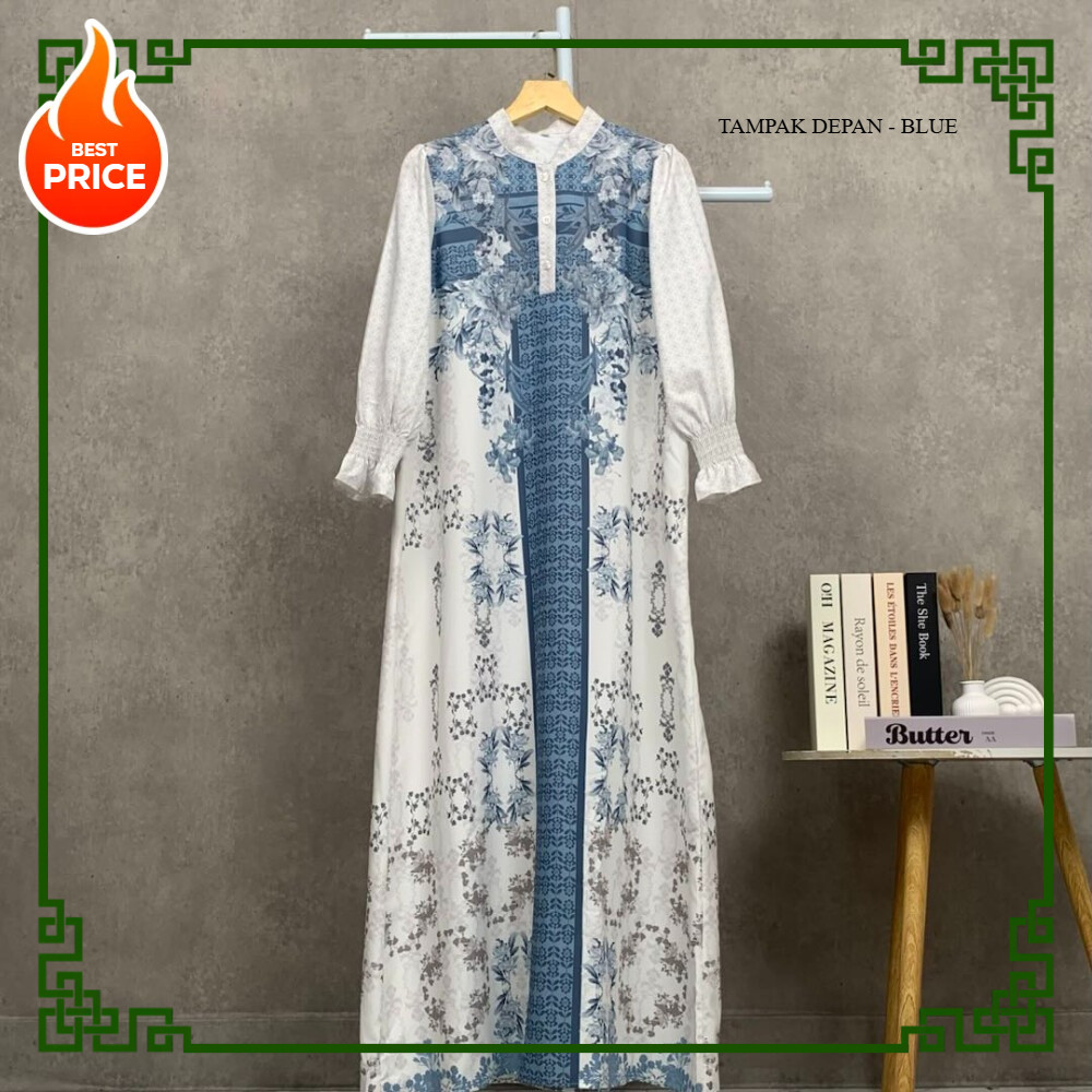 FADFAD | READY STOCK TERBATAS Gaun Elegan Motif bunga vertical Lengan Panjang | Bahan Adem | Warna P