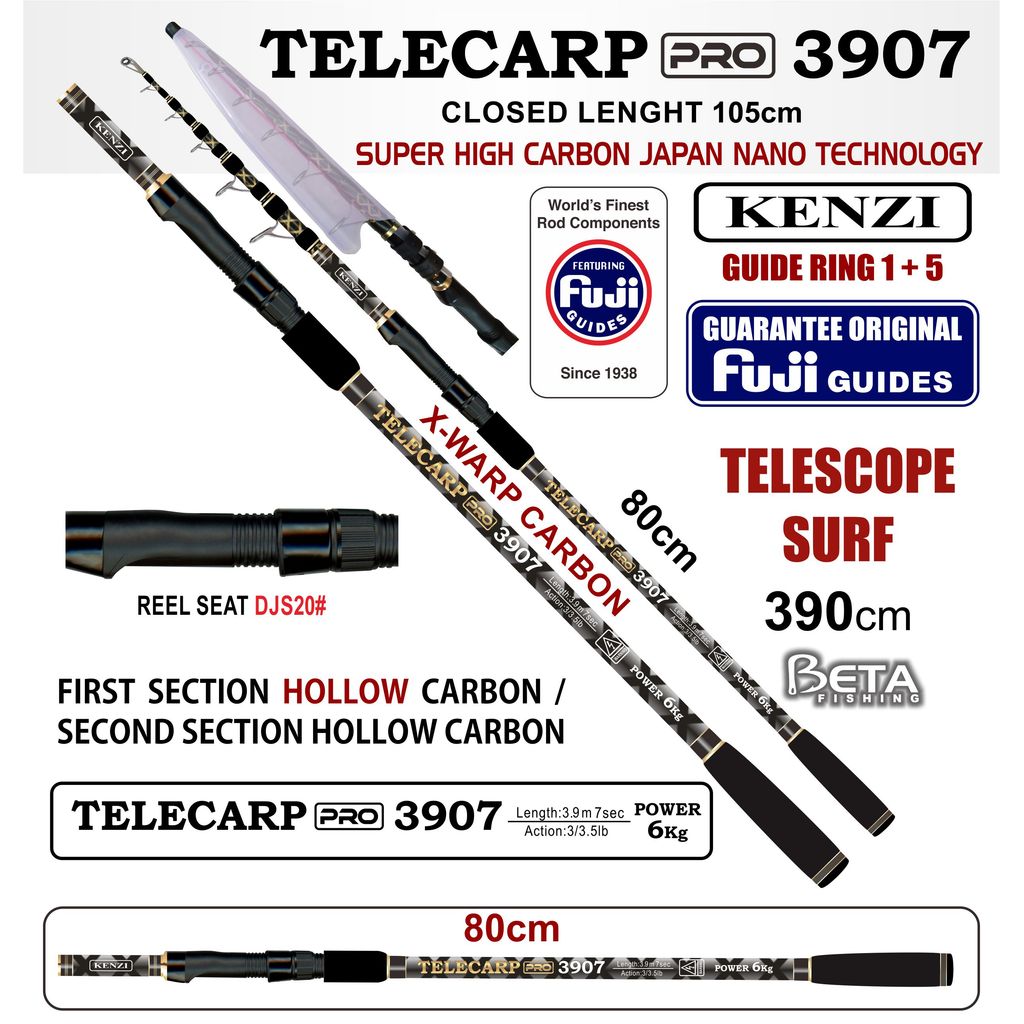 ROD JORAN KENZI TELECARP 3907 Hollow X-Wrap Carbon Fuji