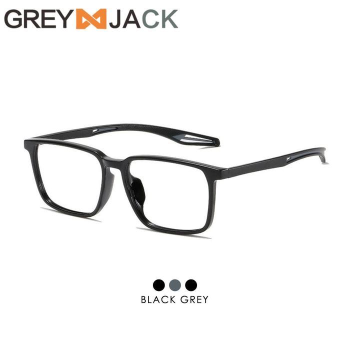 Fit Sporty Grey Jack Kacamata Sport Kotak Tangkai Lentur Tr90 Bisa Minus 1019 - BLACK GREY, frame sa