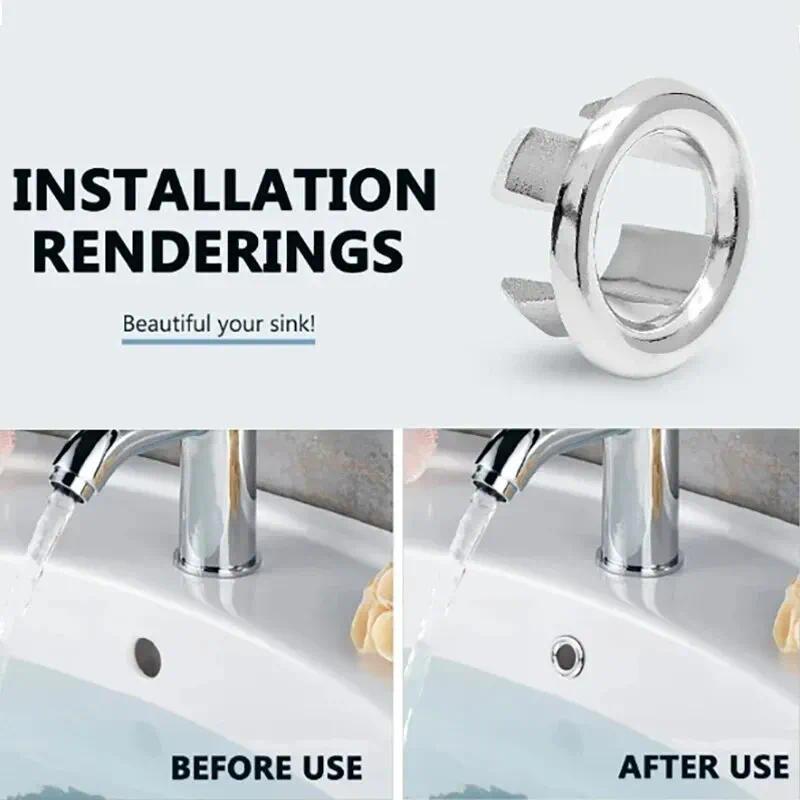 4pcs Kitchen Sink Plastic Overflow Decorative Cover, Ceramic Sink Overflow Hole Plug, Sink Accessori
