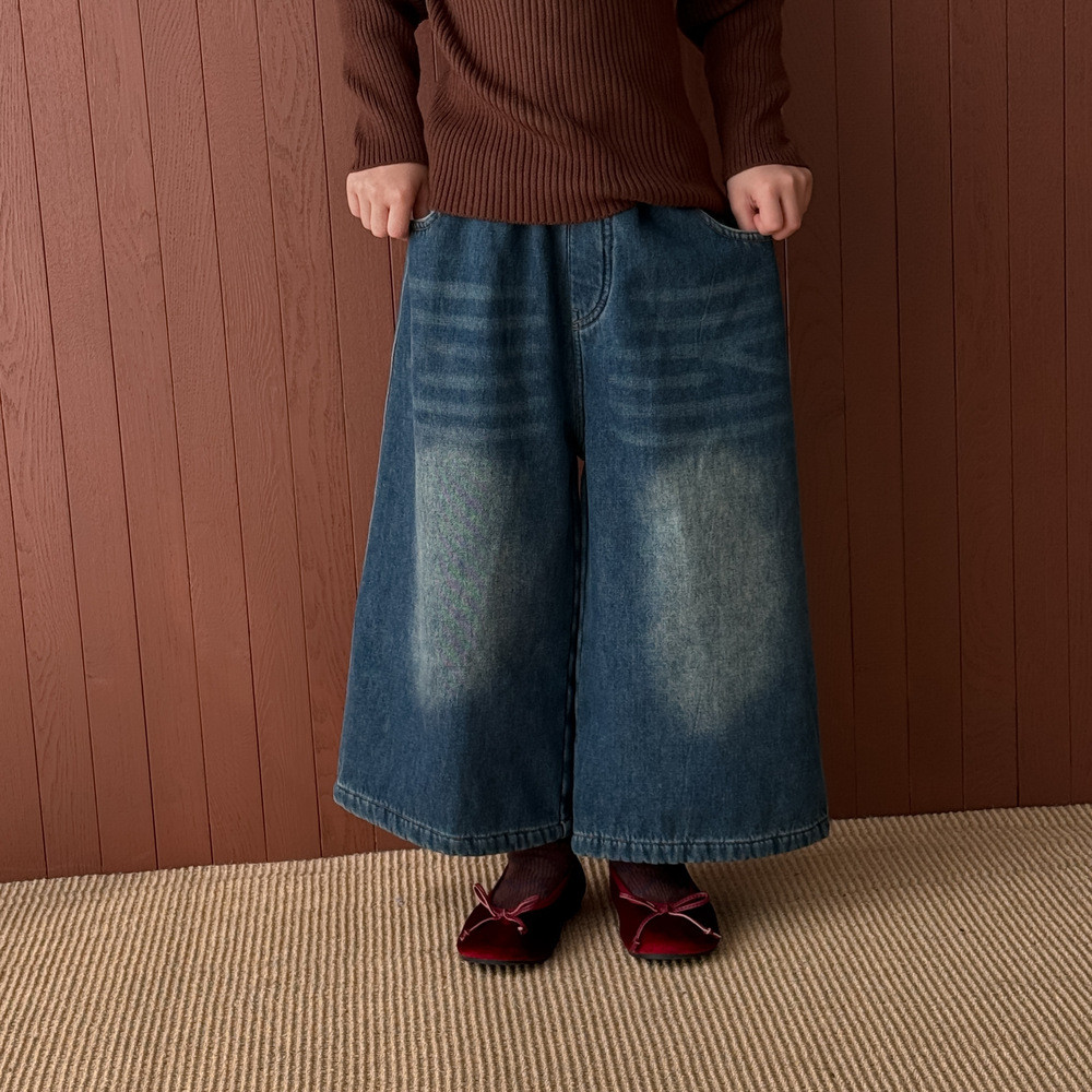 ( PAN705 ) Celana panjang winter autumn musim dingin anak perempuan fleece bulu - denim jeans - polo