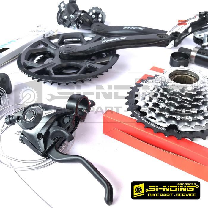 Ready Groupset Crankset Sepeda 3 X 8 Speed Shimano Megarange Tourney Drat 34 T