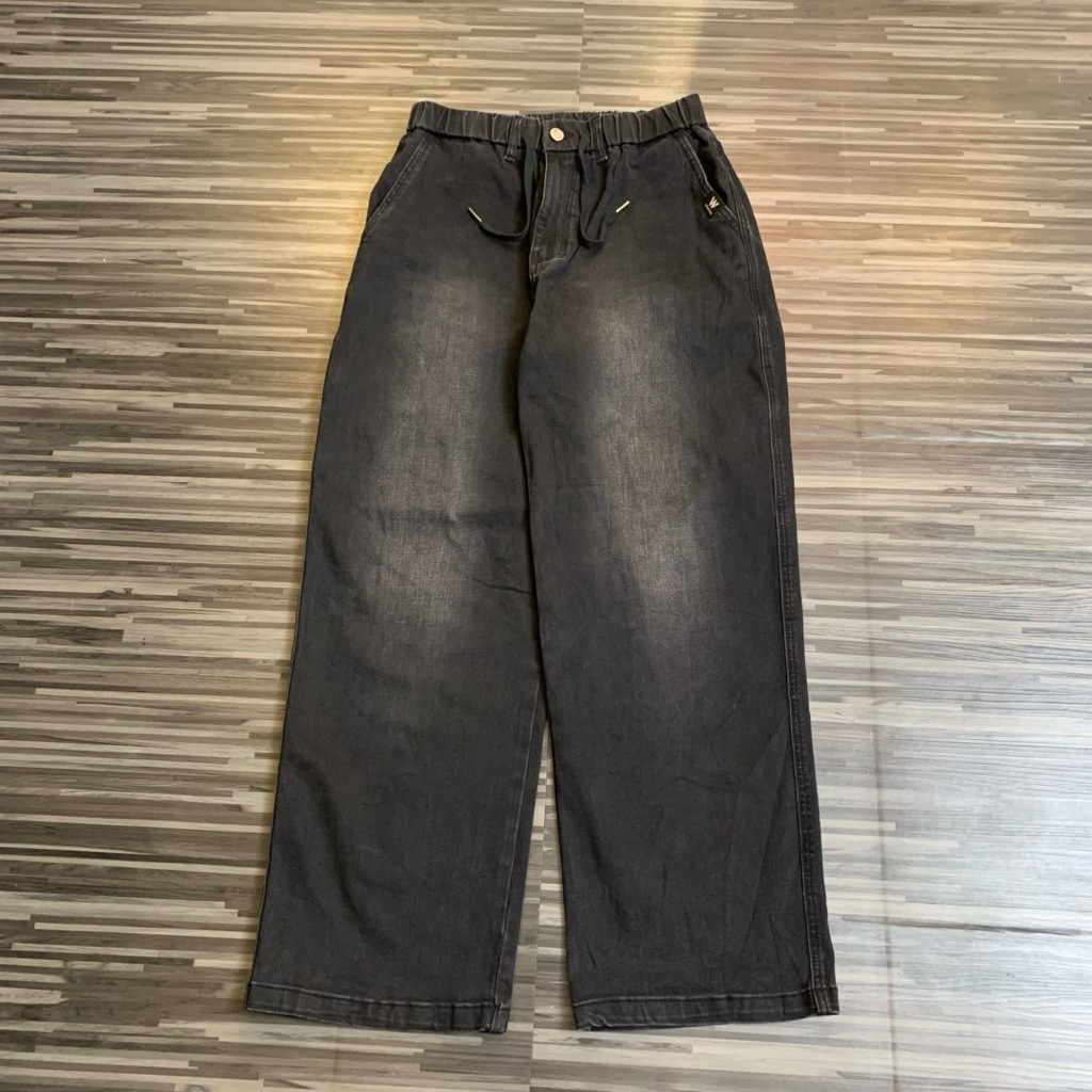 celana panjang denim pants baggy jeans Life work black washed second original