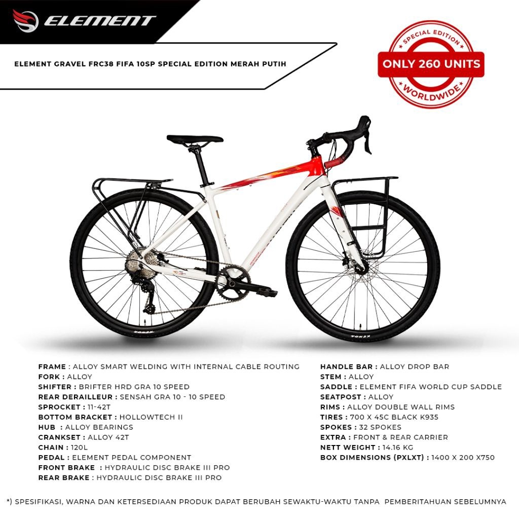 Sepeda Balap Gravel Element FRC 38 x FIFA World Cup LIMITED EDITION