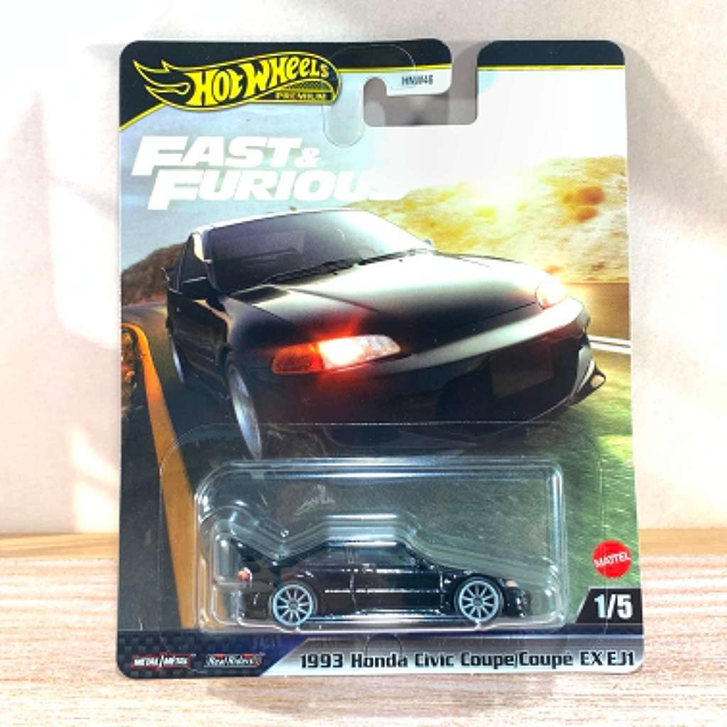 HOT WHEELS PREMIUM 1993 HONDA CIVIC COUPE/COUPE EX EJ1 FAST & FURIOUS HITAM DIECAST HOTWHEELS