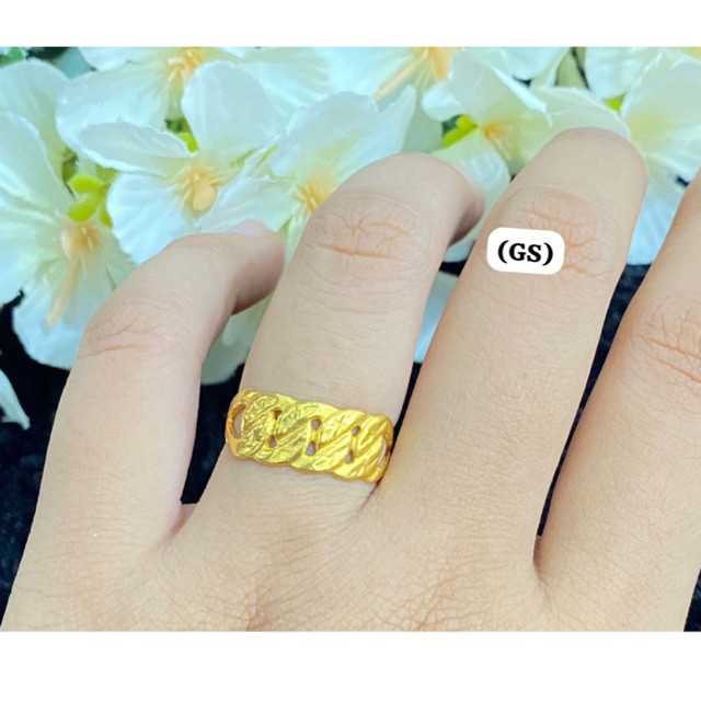 Cincin Rantai Ukir Koin 91 Emas 24K Asli