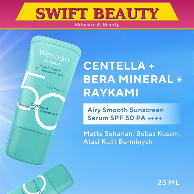 Wardah UV Shield Airy Smooth Sunscreen Serum SPF 50 PA++++ 25ml Sunscreen Wajah - Meredakan Jerawat,