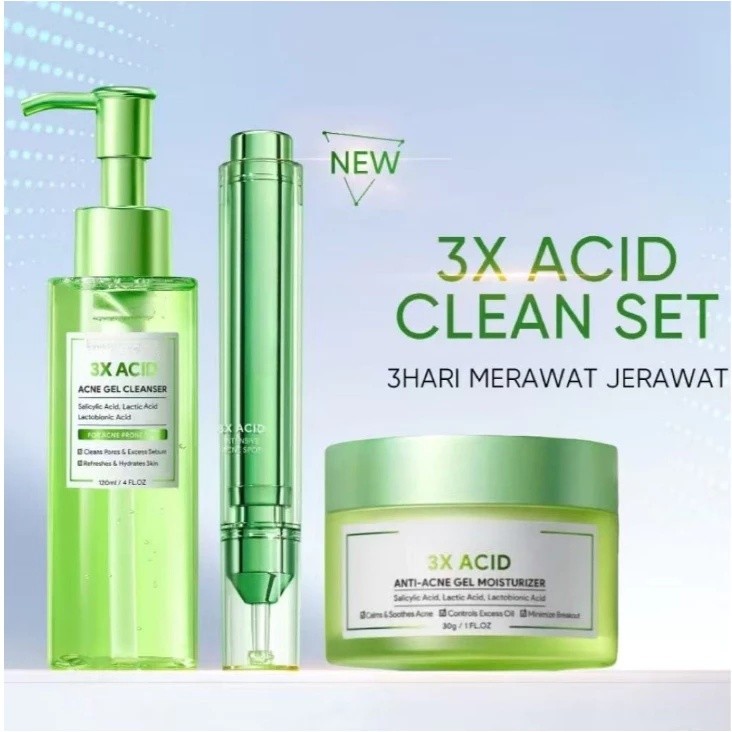 SKINTIFIC 3X Acid Acne Gel Moisturizer 30gr /UV Shield SPF50+ Sunscreen Wajah PA++++ Matte Fit/ Brig